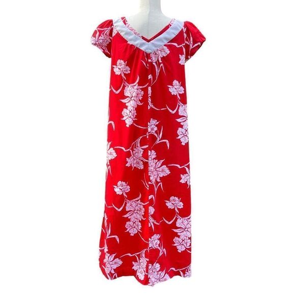 Vintage Hilo Hattie Womens Hawaiian Maxi Dress Mu Mu Loungewear Porch Dress - Picture 7 of 12